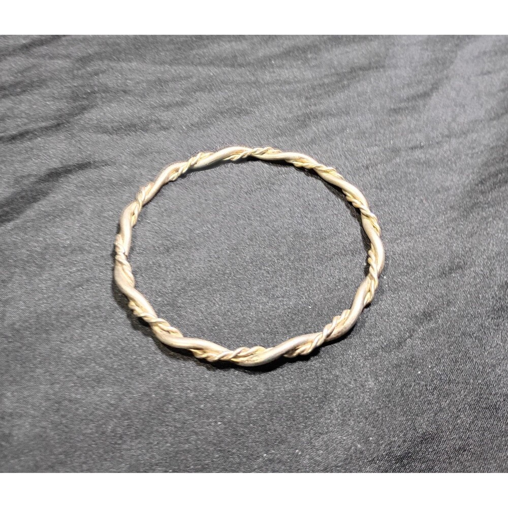Vintage Silver Toned Twisted Wire Bangle Bracelet